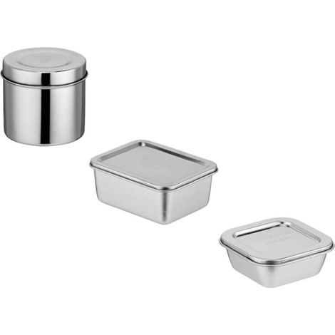 Boîtes à bento avec couvercles en acier inoxydable, lot de 3 (1/5)