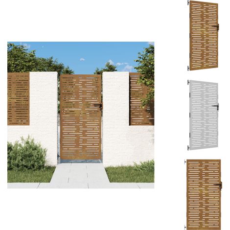 Portail de jardin 85x200 cm acier corten conception de carré - Portail De Jardin - Porte De Jardin - Portillon - Clôture - Acier Corten (1/5)