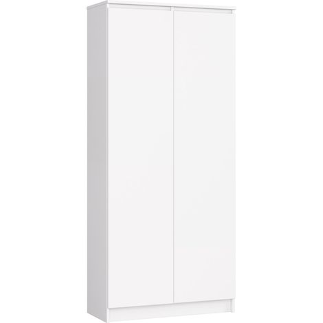 Librería AKORD R80 Blanco 80 cm 2 puertas frente en color Blanco 4 estantes 80x35x180 cm (1/5)