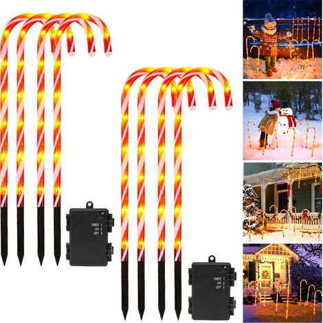 SWANEW Luci per decorazioni natalizie all'aperto. luci a LED per bastoncini di zucchero. luci natalizie per bastoncini di zucchero. set da 8 (1/5)