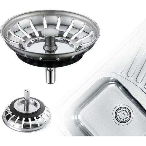 2 Pièces Bouchon Evier Cuisine INOX - Filtre Evier Universel (Dia: 78MM), Bonde Evier avec , Grille Evier Antiblocage, Panier pour Evier Vidange Rapide, (1/5)