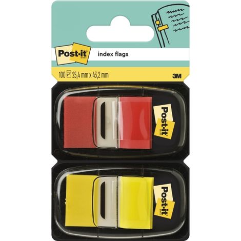 PACK 2 DISPENSADORES X 50 MARCADORES INDEX 25,4X43,2MM COLORES ROJO/AMARILLO 680-RY2 POST-IT 7000052571
