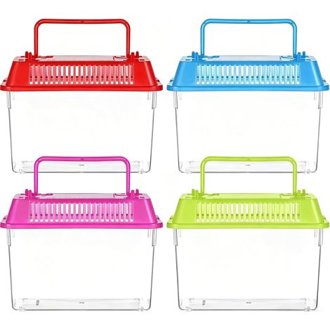 Serbatoio girino, acquari portatili in 4 pezzi, set acquario in plastica trasparente ecologico con manico, girino per piccoli animali acquatici e rettili (1/5)