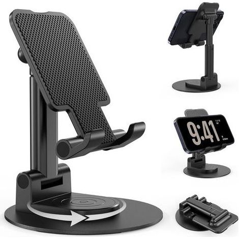 Support Téléphone, Support Telephone Bureau Porte Telephone Pliable, Support Les Smartphones - Noir (1/5)
