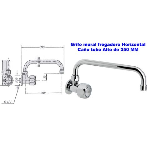 Horizontaler Wandhahn mit hohem Auslauf 24 cm Genebre 68093 114566