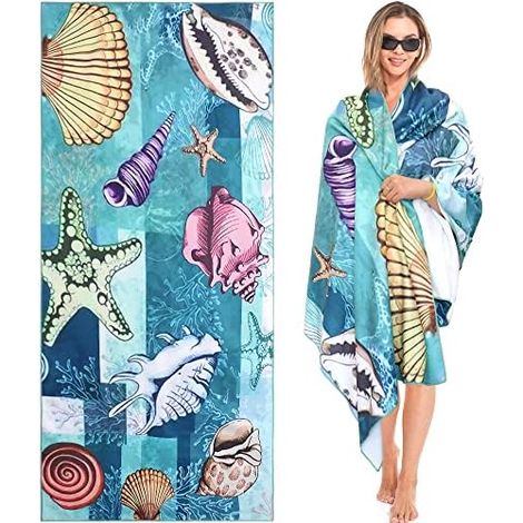 CSPARKV 160x80cm Large Beach Towel Beach Sheet, Microfiber Towel, Sandproof Beach Towel Quick Drying for Beach/Pool/Beach Chairs (Shell) (1/5)