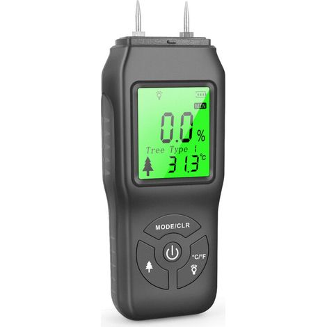 Wood Moisture Meter, Portable Digital Humidity Detector, Backlit LCD Screen, Water Leak Detector, Moisture Tester for Walls