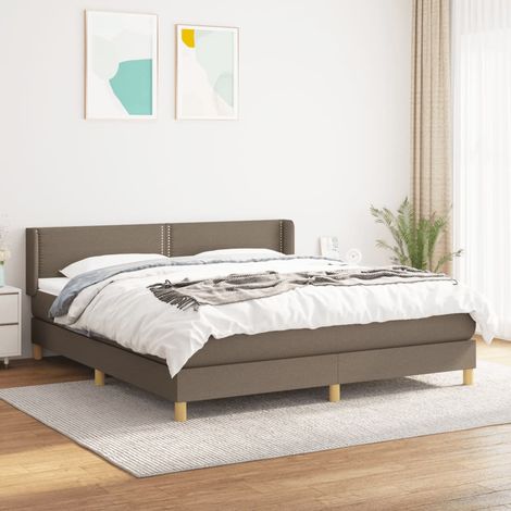 Lit double pour adulte Moderne - Lit à sommier à sommier tapissier avec matelas Taupe 180x200 cm Tissu BV806076 - BonneVie (1/5)