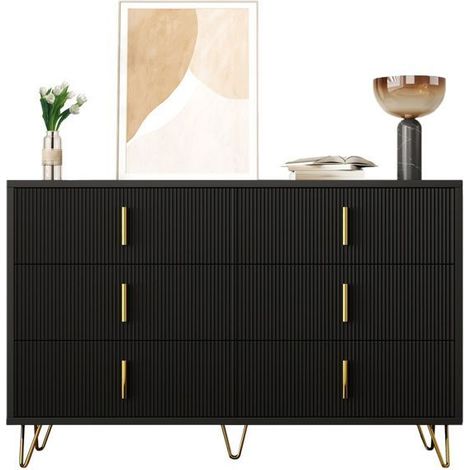 Buffet salle à manger, rangement généreux Buffet, design moderne, style élégant, poignées dorées (1/5)