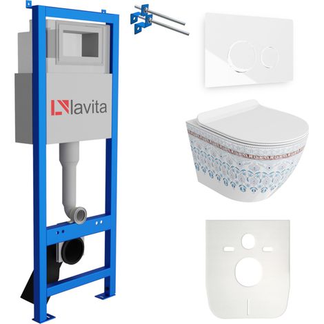 LAVITA WC Set mit Vorwandelement, Wand-WC und Spülknopf (1/5)