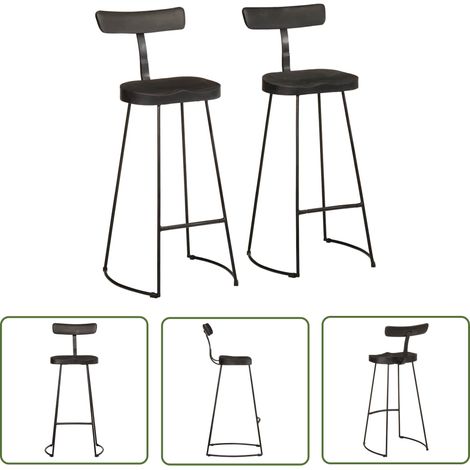 vidaXL Tabourets de bar lot de 2 noir 49x43x103cm bois manguier massif (1/5)