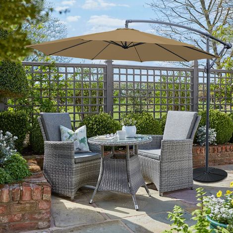 3M Garden Cantilever Umbrella Hanging Banana Parasol Sun Shade Patio Coffee (1/5)