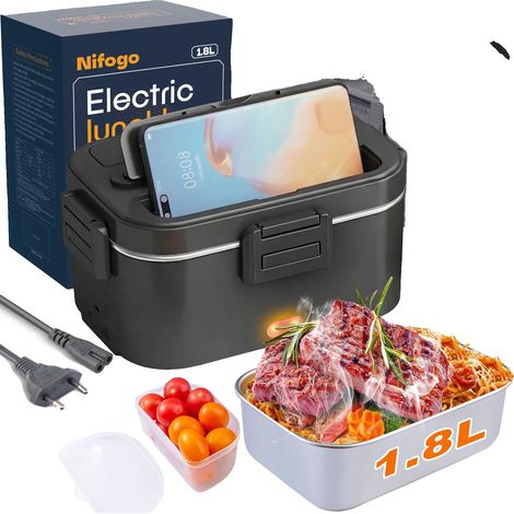 Fiambrera eléctrica, calentador de alimentos portátil, diseño a prueba de fugas, 1,8 L (1/2)