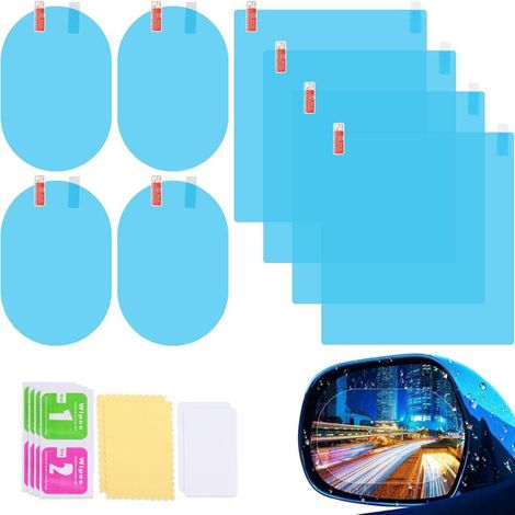 Universal Car Accessories Rearview Mirror Waterproof Anti-Fog Anti-Rain Anti-Water Protection Film Sticker for Car. (4Square+4Oval) (1/5)