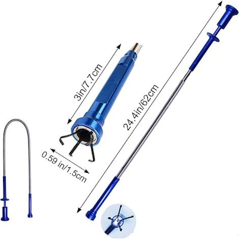 Ensemble de 6 outils à préhension magnétique, comprenant un outil de ramassage magnétique de 0,7/1,8/9 kg, un miroir d'inspection carré/rond, une LED lumineuse et une poignée télescopique rotative à 3 (1/3)