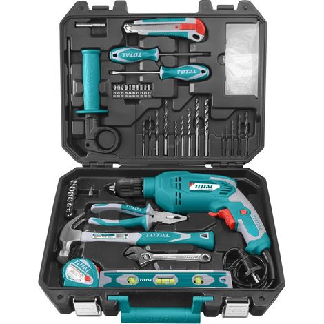 KIT TRAPANO AVVITATORE 650W + 101 ACCESSORI VALIGIA TOTAL (1/5)