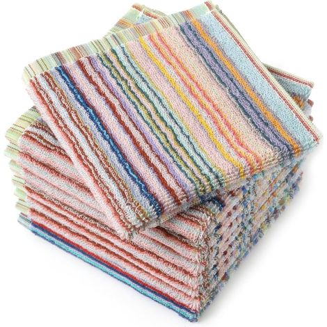 Lot de 8 torchons de cuisine pour laver la vaisselle, ultra absorbants, en coton, 30 x 30 cm (assortiment) (1/5)