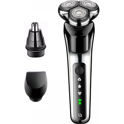 Afeitadora eléctrica para hombre, cuchilla giratoria 4D, alta potencia, puerto USB tipo C, resistente al agua, para barba. (1/5)