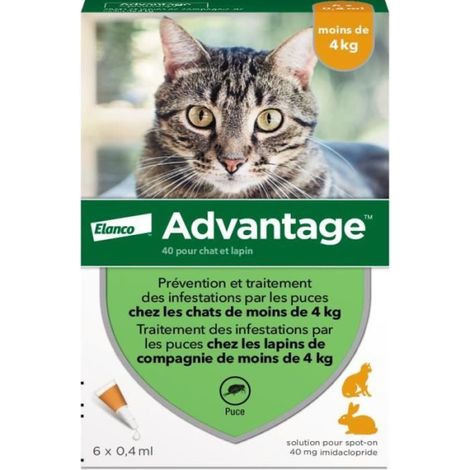 Advantage Solution Antipuce Chat Lapin 1 a 4kg 6 pipettes (1/4)
