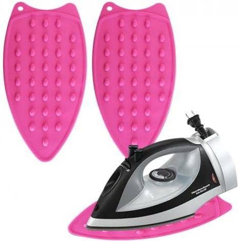 2 Supports Fer Repasser Silicone Rose 27x14cm Antidérapants (1/5)