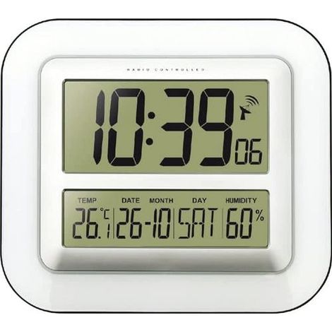 techno line Orologio da Parete Digitale radiocomandato WS 8006, Dimensioni: 280 x 32 x 245 mm