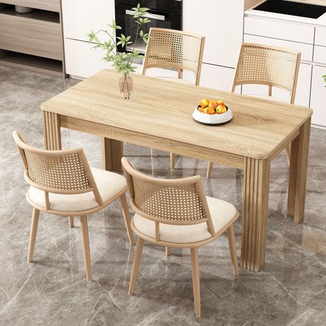 Set 4 sedie in rattan con seduta PU beige OKMYHOME (1/5)