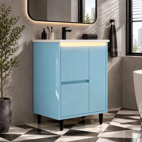 Mobile bagno con lavabo 61 x 46,5 x 87 cm, 2 cassetti, 1 anta, blu DESVIAE (1/5)