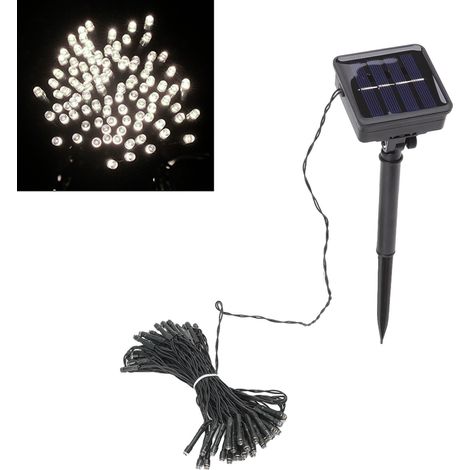 Guirlande lumineuse solaire 50 LED, 8 modes d'éclairage, étanche IP65, pour jardin et cour, 7 m (23 pi), blanche (1/5)