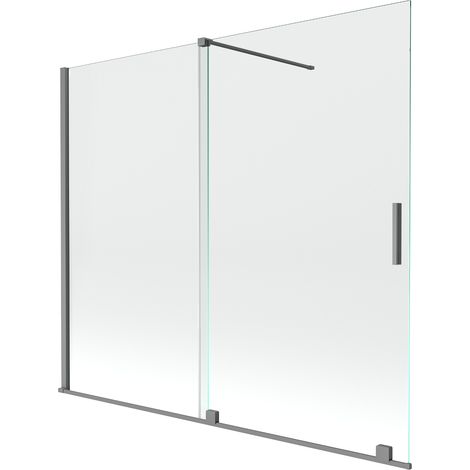 Mexen Velar Duschabtrennung 2-flügelig verschiebbar 180 x 150 cm, transparent, gun metal - 896-180-000-01-95 (1/5)