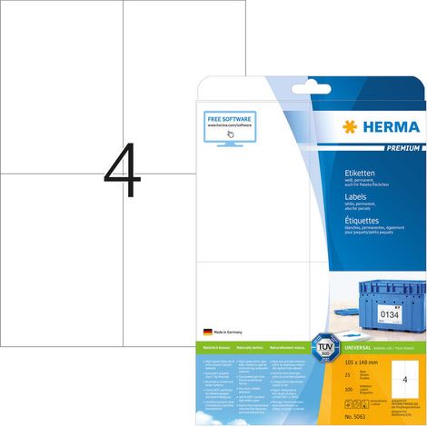 HERMA 5063 etiqueta de impresora Blanco Etiqueta para impresora autoadhesiva (1/4)