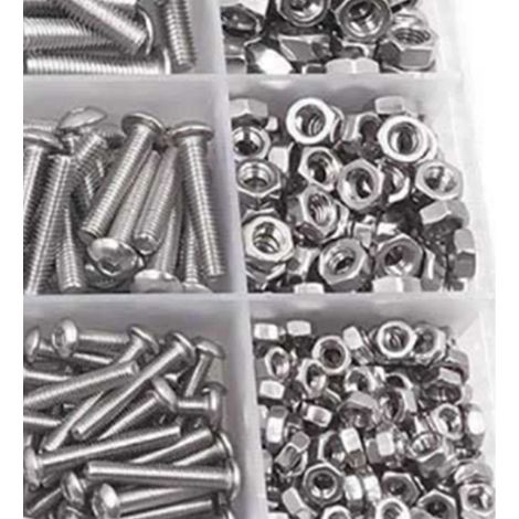 Kit de 500 vis à tête cylindrique à six pans creux en acier inoxydable avec écrous et vis assortis pour la fabrication automobile (M3, M4, M5). (1/5)