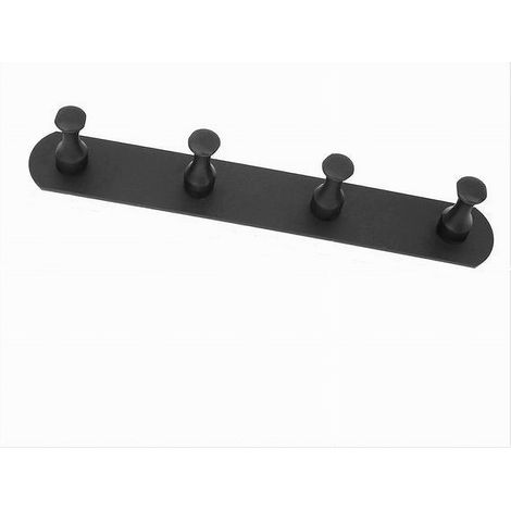 Trade Shop - Appendiabiti Con 4 Ganci Nero Per Accappatoio Bagno Cucina Casa Da Parete 59753 - (1/2)