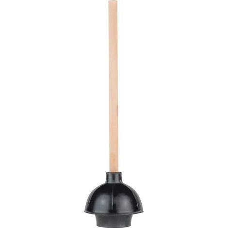 Déboucheur de toilette en caoutchouc, tasse à double force de poussée, robuste, de qualité commerciale avec manche en bois (1/5)