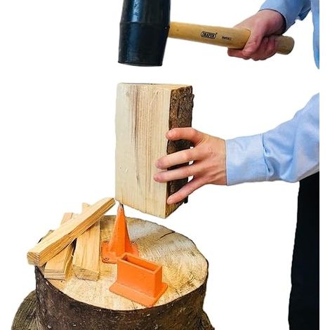 Brennholz Anzündholz Holzspalter Axt Beil Spaltmesser Holzschneiden Holzspalter Holz Klassisch Orange (1/4)
