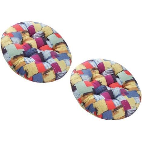 Lot de 4/2/1 Coussin de Chaise 40x40/50x50/45x45cm Ronde Galette de Chaise Cuisine Coussins de Siège Exterieur Interieur Coussins de Sol pour Jardin, Bureau, Patio(O,40x40cm/15x15in2pcs) (1/4)