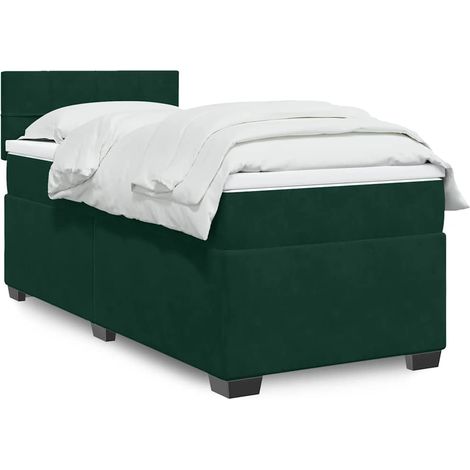 Boxspringbett mit Matratze Dunkelgrün 80x200 cm Samt