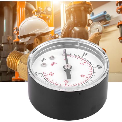 Manometer 50 mm mit 1/4 BSPT Messinggewinde für Kraftstoff, Luft, Öl, Gas, Wasser (0-300 PSI 0-20 bar) (1/5)