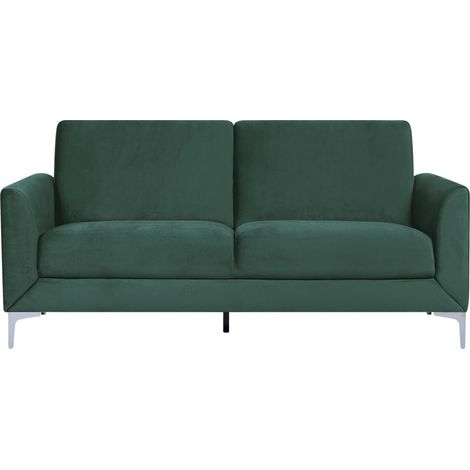 Sofá de 3 plazas retro contemporáneo moderno asiento de terciopelo verde patas metálicas Fenes (1/5)