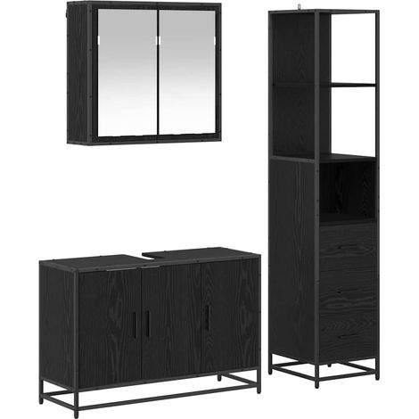 Maison Exclusive - Badezimmermöbel-Set 3 pcs Schwarz Eichen-Optik