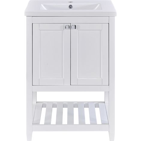 Meuble vasque 60 cm avec lavabo céramique blanc (1/5)