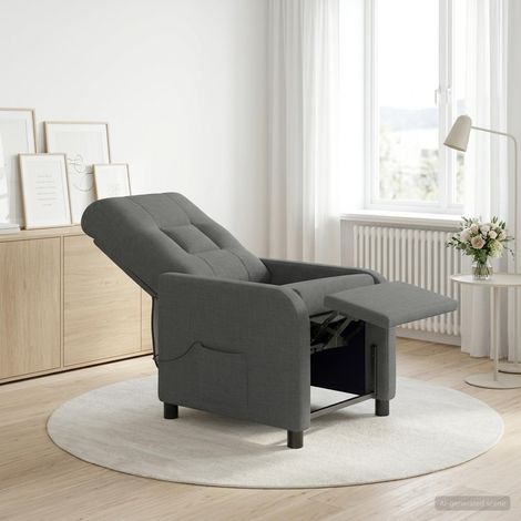 vidaXL Silla de masajes reclinable Gris oscuro Tela (1/5)
