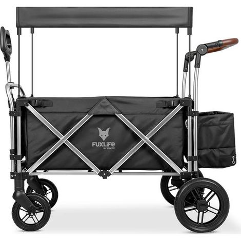 [NEUWERTIG] FUXLIFE FX-CTL900 Premium Bollerwagen Schwarz  Sonnendach, Kühltasche, Hecktasche & faltbares Design  Ideal für Garten, Camping & Freizeit