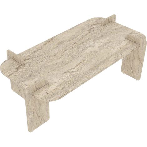 Table basse effet travertin 120x60cm - Beige - Soleni (1/5)