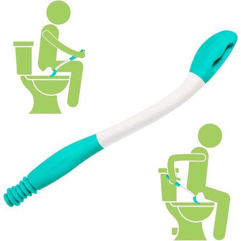 Ausilio per la pulizia del WC, verde, 39,5 cm, strumento di supporto per il bagno a lunga portata per anziani e donne in gravidanza (1/5)