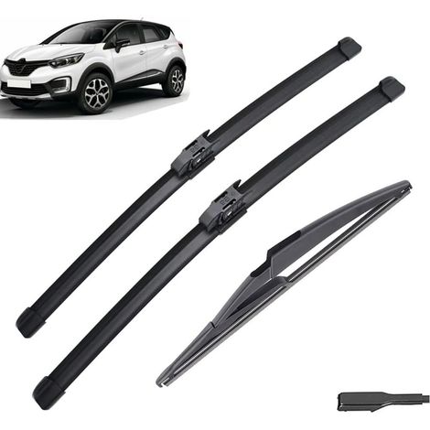 Set di 3 spazzole tergicristallo anteriori e posteriori per portellone posteriore per Renault Captur Kaptur 2020 2019 2018 2017 26" 16" 12" Vestibilità perfetta per parabrezza (1/5)