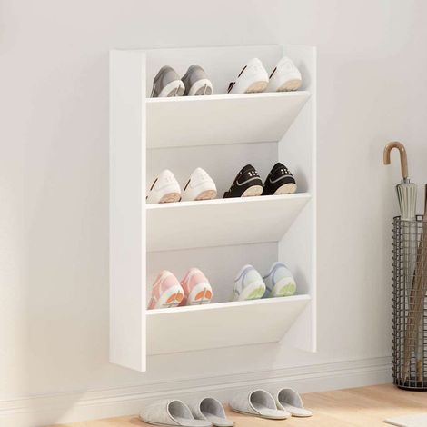 806759 vidaXL Wall Shoe Cabinet White 60x18x90 cm Engineered Wood (1/5)