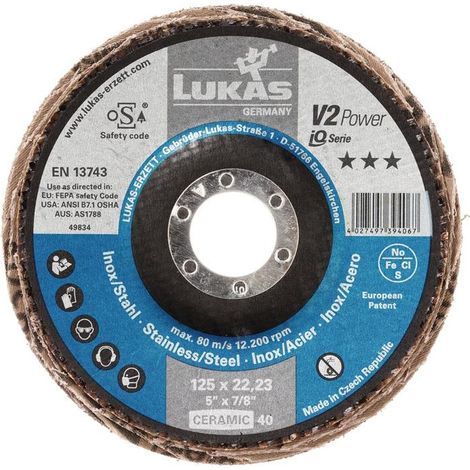 Disque à lamelle V2 PowHD125mm CER K40 Lukas (1/4)
