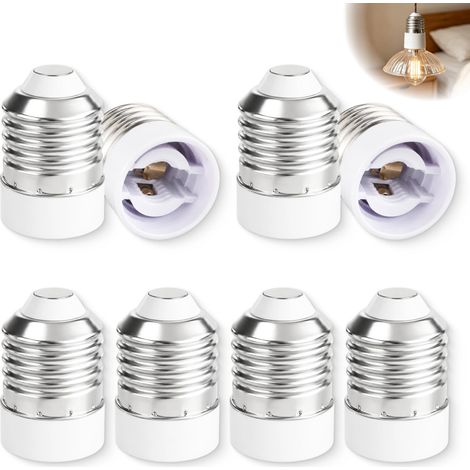 Lot de 8 E27 vers E14 Adaptateur de Douille, Adaptateur pour Ampoules, Douille Voleuse Universelle Compatible LED, Halogène et Incandescente, Installation Facile pour Luminaires Maison et Bureau (1/5)