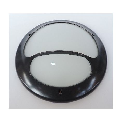 Hublot fluo Ø 366mm grille noir 2 branches lampe 26W 4000K 1800lm G24q-3 ballast 230V verre IK04 IP54 KOREO ARC SARLAM 868376