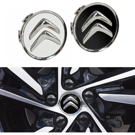 Lot de 4 enjoliveurs Citroën compatibles avec le modèle 9[JUN] 60 mm - Noir (1/5)